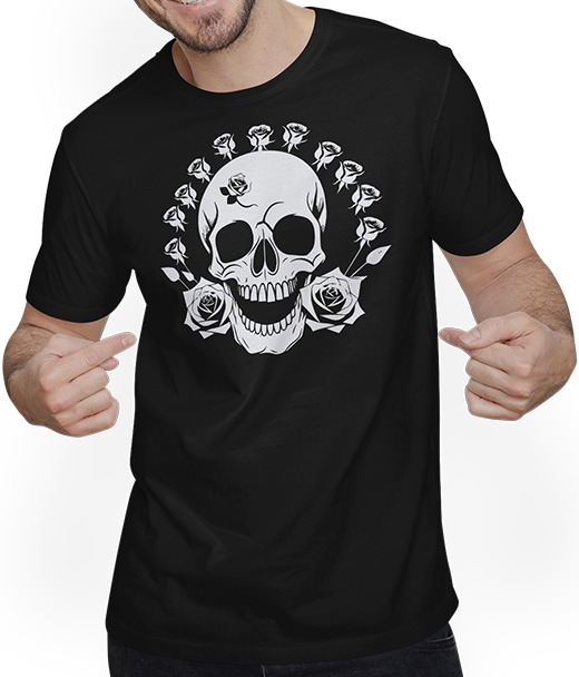 Produktbild von T-Shirt mit Mann Horror Skull Totenkopf Kunst Totenkopf Gothic Heavy Metal