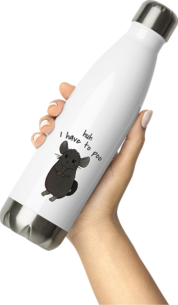 Produktbild von Thermosflasche von Hand gehalten Huh I Have To Poo Funny Chinchilla Spruch