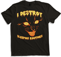 Produktbild von T-Shirt I Destroy Sleep Routines Katzen-Spruch