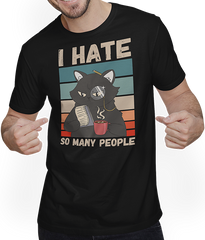 Produktbild von T-Shirt mit Mann I Hate So Many People Misanthropische sarkastische Katze Spruch