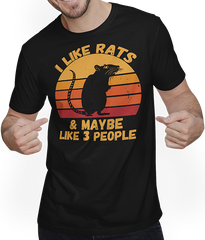 Produktbild von T-Shirt mit Mann I Like Rats And Maybe Like 3 People Farbratten Spruch Ratten