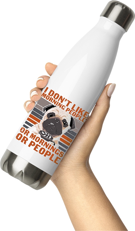 Produktbild von Thermosflasche von Hand gehalten I don't like morning people | sarkastischer Spruch | Mops Kaffee