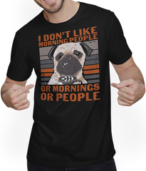Produktbild von T-Shirt mit Mann I don't like morning people | sarkastischer Spruch | Mops Kaffee