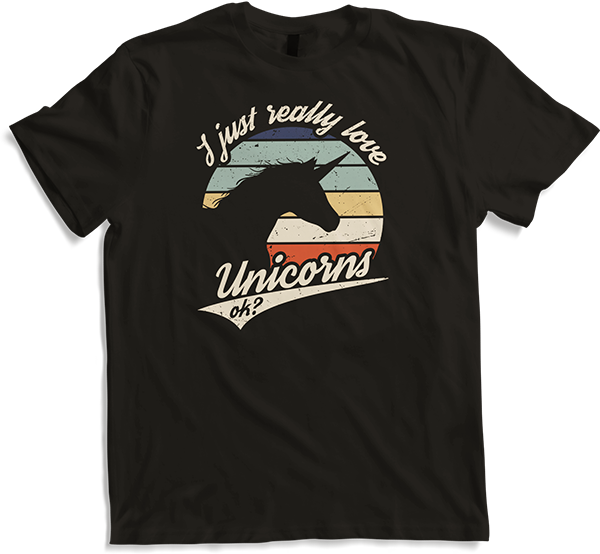 Produktbild von T-Shirt I just really love Unicorns ok? | Einhorn Spruch Retro