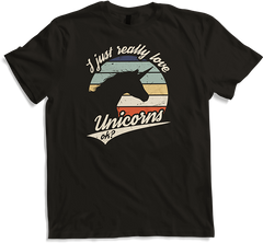 Produktbild von T-Shirt I just really love Unicorns ok? | Einhorn Spruch Retro