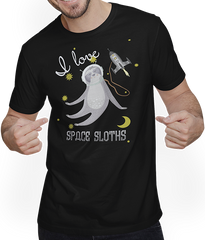 Produktbild von T-Shirt mit Mann I love Space Sloths
