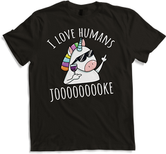 Produktbild von T-Shirt I love humans - Joke | Evil Misanthrope Einhorn | Sarkasmus