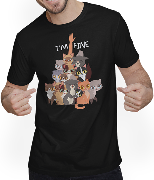 Produktbild von T-Shirt mit Mann I'm fine | Funny Cat Spruch | Lot of Cats Fun | Meow Cat