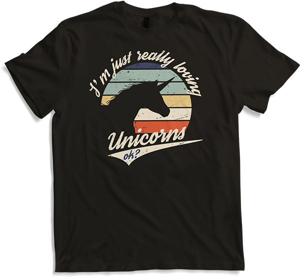 Produktbild von T-Shirt I'm just really loving Unicorns ok? | Einhorn Spruch Retro