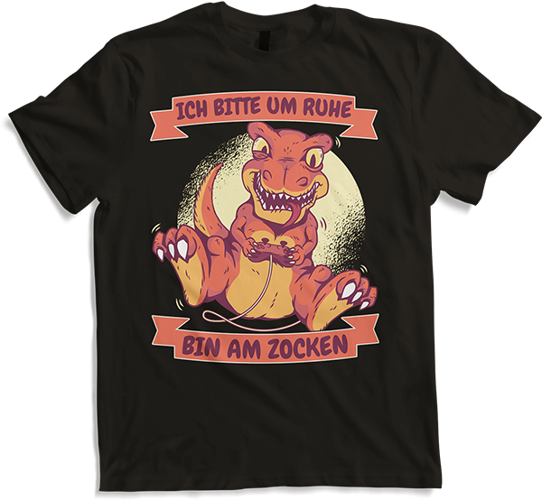 Produktbild von T-Shirt Ich bitte um Ruhe, bin am zocken Gamer Sprüche Dino Zocker
