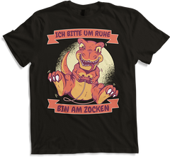 Produktbild von T-Shirt Ich bitte um Ruhe, bin am zocken Gamer Sprüche Dino Zocker