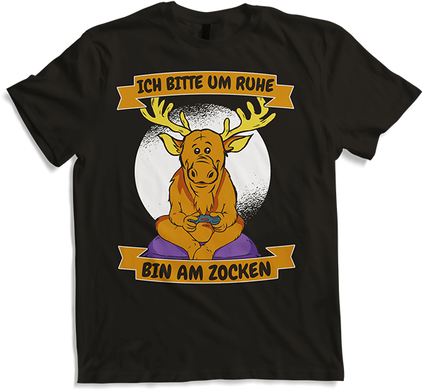 Produktbild von T-Shirt Ich bitte um Ruhe, bin am zocken Gamer Sprüche Elch Zocker