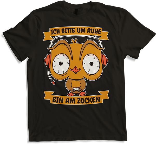 Produktbild von T-Shirt Ich bitte um Ruhe, bin am zocken Gamer Sprüche Eule Zocker