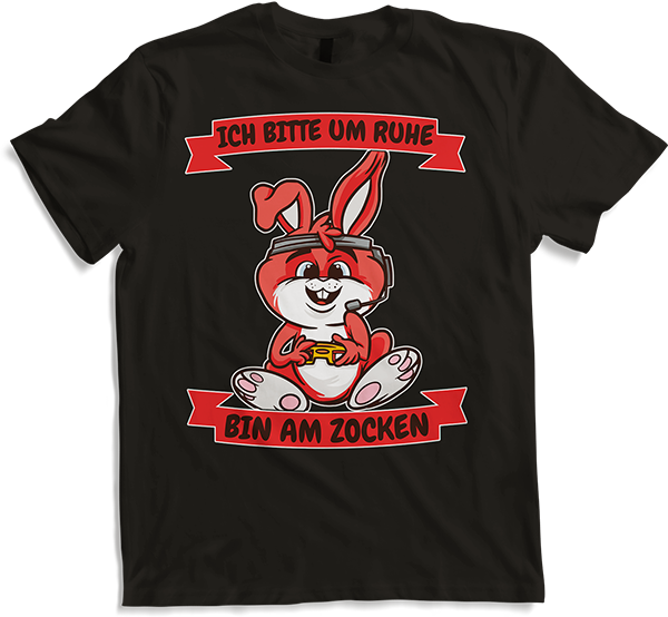 Produktbild von T-Shirt Ich bitte um Ruhe, bin am zocken Gamer Sprüche Hase Zocker