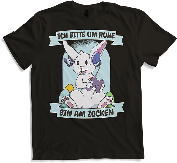 Produktbild von T-Shirt Ich bitte um Ruhe, bin am zocken Gamer Sprüche Hase Zocker