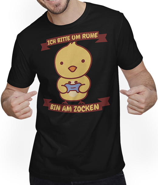 Produktbild von T-Shirt mit Mann Ich bitte um Ruhe, bin am zocken Gamer Sprüche Küken Zocker