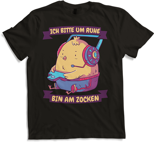 Produktbild von T-Shirt Ich bitte um Ruhe, bin am zocken Gamer Sprüche Küken Zocker