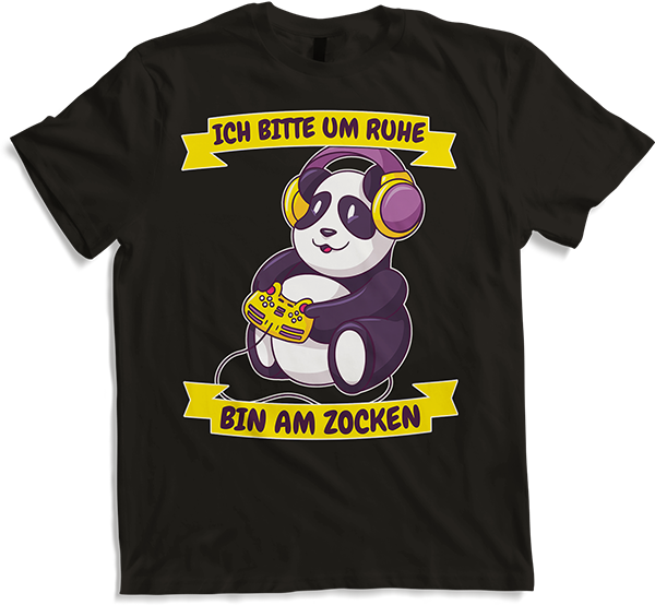 Produktbild von T-Shirt Ich bitte um Ruhe, bin am zocken Gamer Sprüche Panda Zocker