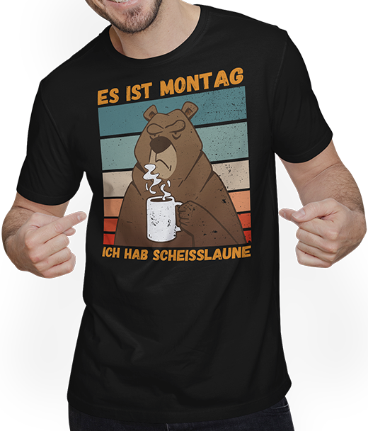 Produktbild von T-Shirt mit Mann Ich hab Scheißlaune Bär Sarkastische Freche Sprüche Bären