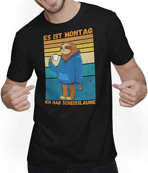 Produktbild von T-Shirt mit Mann Ich hab Scheißlaune Sarkastische Freche Sprüche Faultier