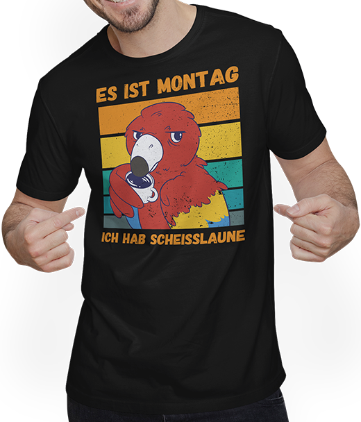 Produktbild von T-Shirt mit Mann Ich hab Scheißlaune Sarkastische Freche Sprüche Papagei