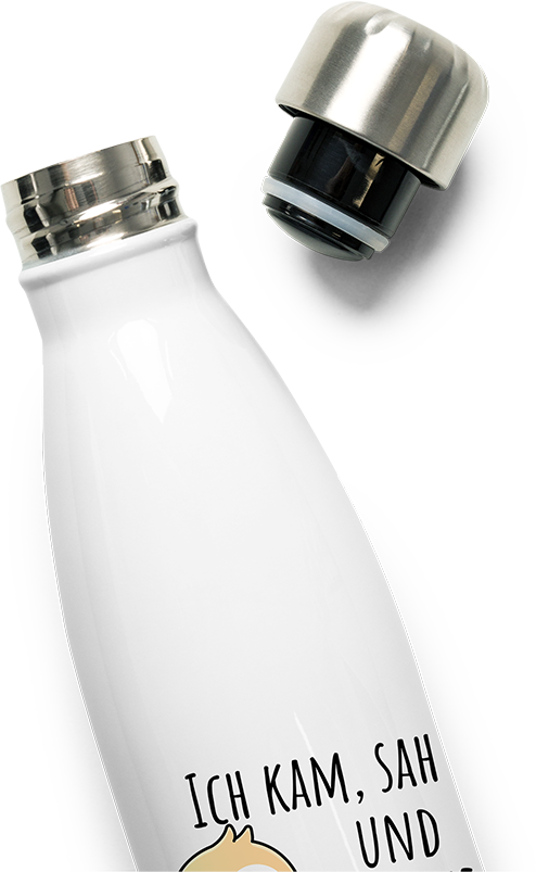 Produktbild vom Oberteil der Thermoflasche Ich kam sah und drehte direkt wieder um Faultier Spruch