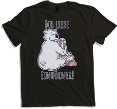 Produktbild von T-Shirt Ich liebe Einhörner! Anti-Unicorn Spruch Bär frisst Einhorn