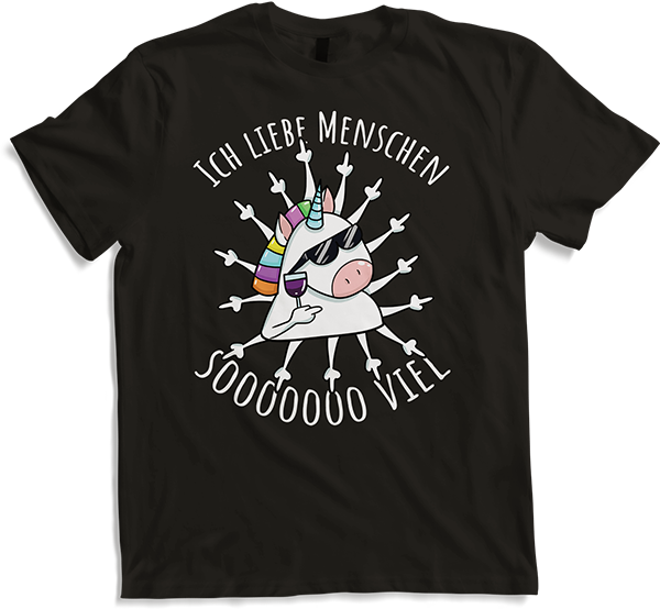 Produktbild von T-Shirt Ich liebe Menschen | Böses Misanthrop Einhorn | Sarkasmus