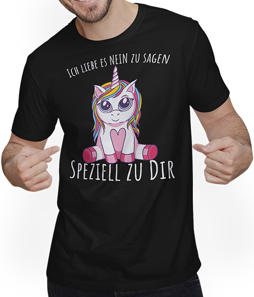 Produktbild von T-Shirt mit Mann Ich liebe es NEIN zu sagen Frecher Mädchen Spruch Einhorn