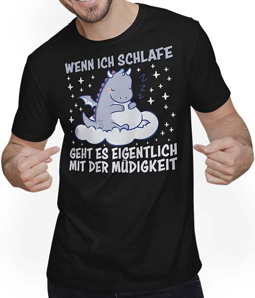Produktbild von T-Shirt mit Mann Ich schlafe Drachen Kawaii Drache Mädchen Lustige Sprüche