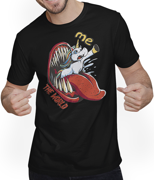 Produktbild von T-Shirt mit Mann Ich und die Welt | Unicorn Horror | Sensibel Introvertiert