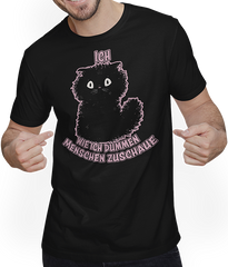 Produktbild von T-Shirt mit Mann Ich, wie ich dummen Menschen zuschaue Freche Katzen Sprüche