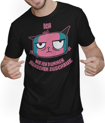Produktbild von T-Shirt mit Mann Ich, wie ich dummen Menschen zuschaue Freche Katzen Sprüche