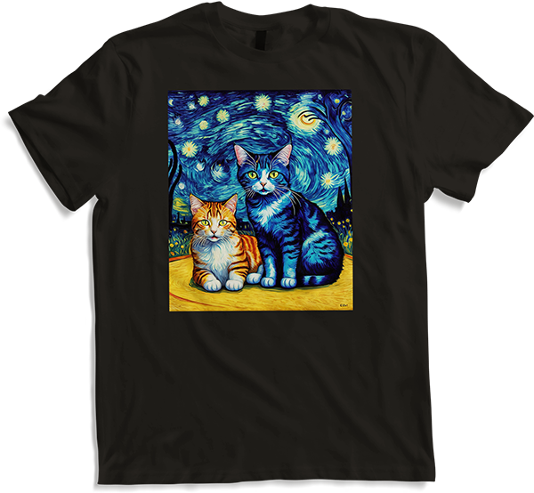 Produktbild von T-Shirt Impressionistische Katze Impressionismus Katzen Malerei Katze Kunstwerk