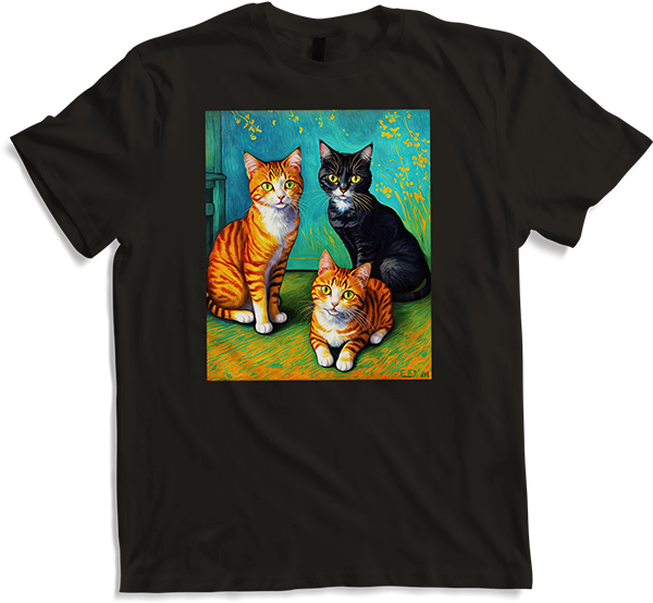 Produktbild von T-Shirt Impressionistische Katze Impressionismus Katzen Malerei Katze Kunstwerk