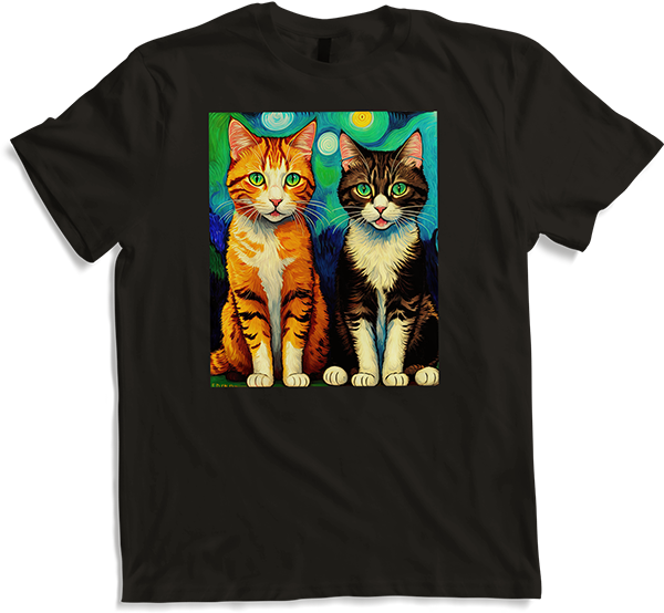 Produktbild von T-Shirt Impressionistische Katze Impressionismus Katzen Malerei Katze Kunstwerk