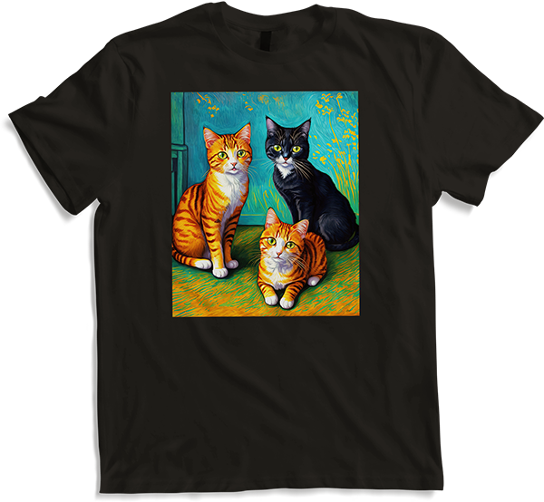 Produktbild von T-Shirt Impressionistische Katze Impressionismus Katzen Malerei Katze Kunstwerk