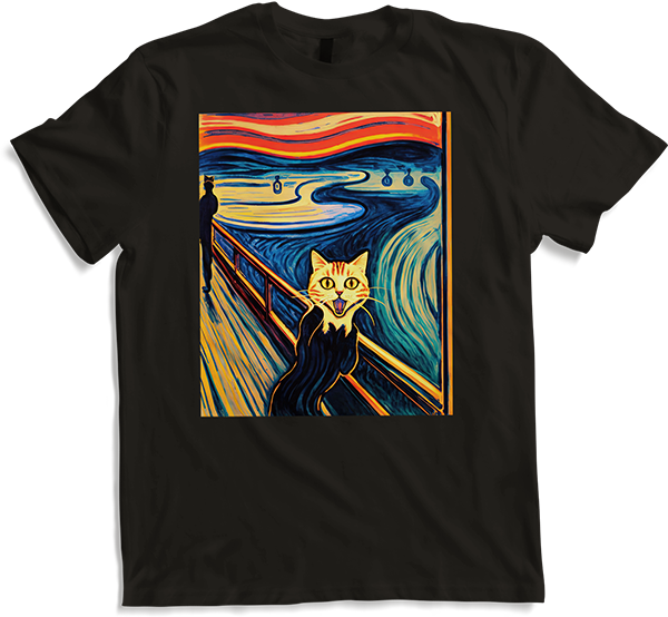 Produktbild von T-Shirt Impressionistische Katze schreiende Impressionismus Katzen Malerei T