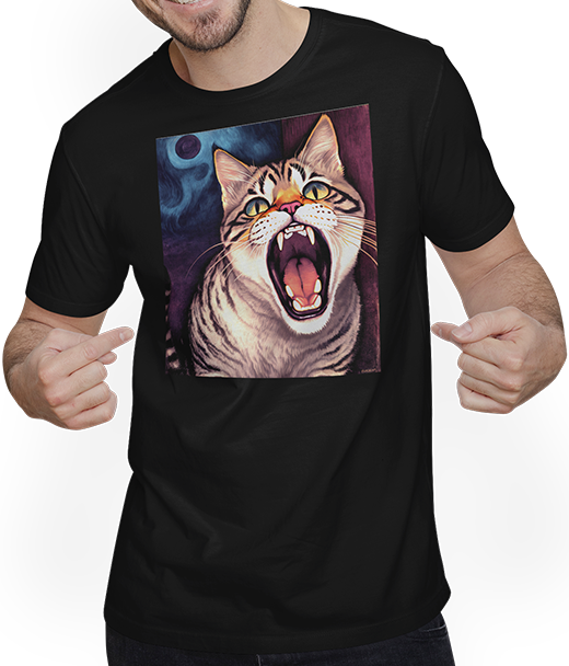 Produktbild von T-Shirt mit Mann Impressionistische lustige Katze schreiende Impressionismus Katzen