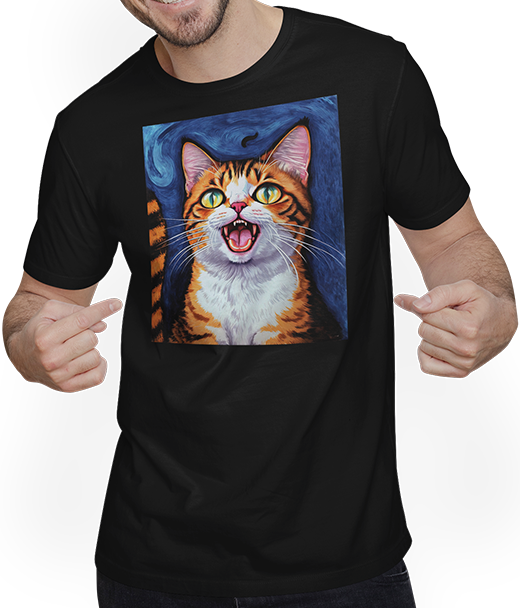 Produktbild von T-Shirt mit Mann Impressionistische lustige Katze schreiende Impressionismus Katzen