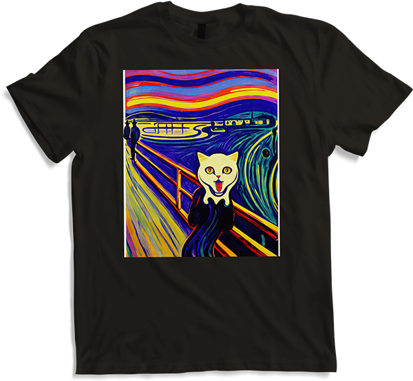 Produktbild von T-Shirt Impressionistische lustige Katze schreiende Impressionismus Katzen