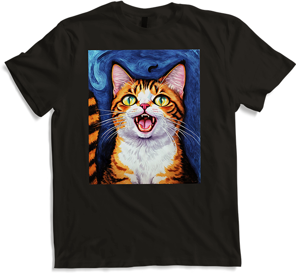Produktbild von T-Shirt Impressionistische lustige Katze schreiende Impressionismus Katzen