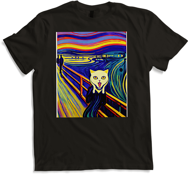 Produktbild von T-Shirt Impressionistische lustige Katze schreiende Impressionismus Katzen