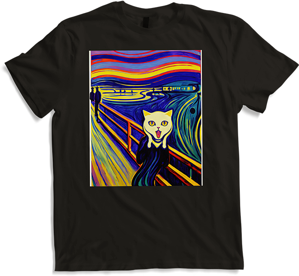 Produktbild von T-Shirt Impressionistische lustige Katze schreiende Impressionismus Katzen