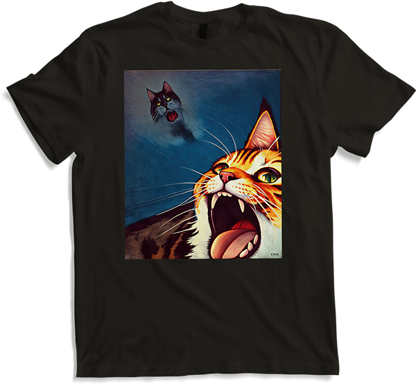 Produktbild von T-Shirt Impressionistische lustige Katze schreiende Impressionismus Katzen