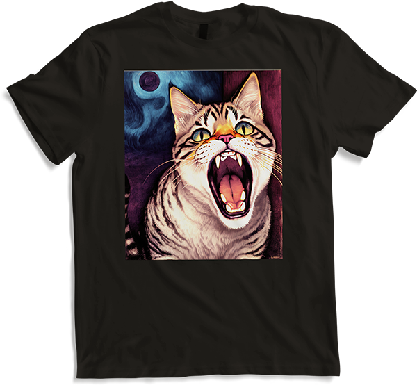 Produktbild von T-Shirt Impressionistische lustige Katze schreiende Impressionismus Katzen