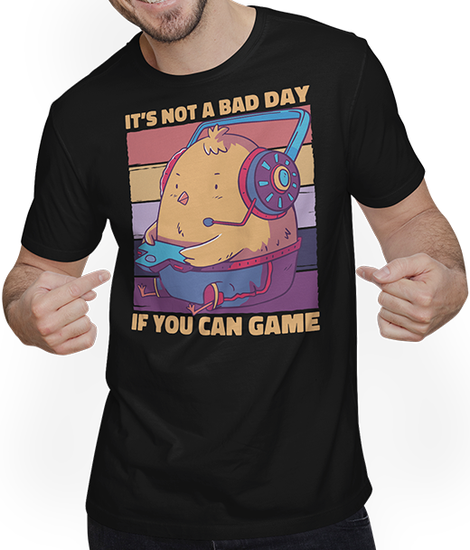 Produktbild von T-Shirt mit Mann It's Not A Bad Day If You Can Game Küken Zocker Gamer Spruch