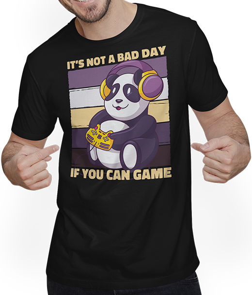 Produktbild von T-Shirt mit Mann It's Not A Bad Day If You Can Game Panda Zocker Gamer Spruch