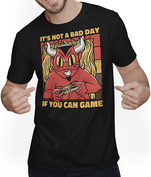 Produktbild von T-Shirt mit Mann It's Not A Bad Day If You Can Game Satan Zocker Gamer Spruch