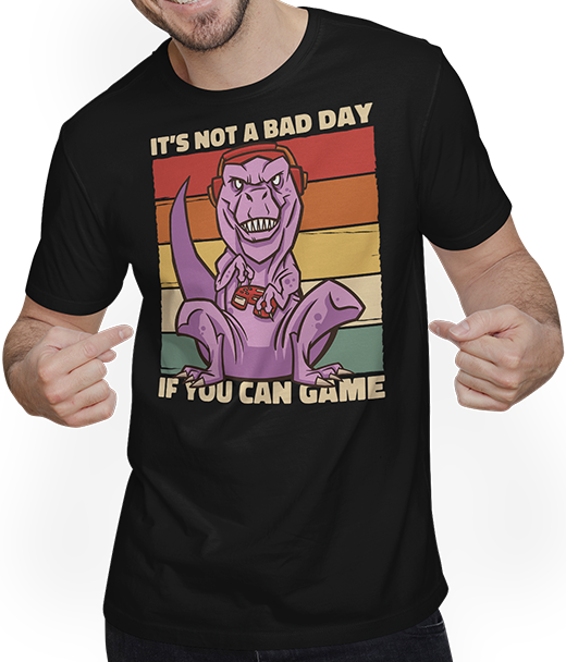 Produktbild von T-Shirt mit Mann It's Not A Bad Day If You Can Game T-Rex Zocker Gamer Spruch